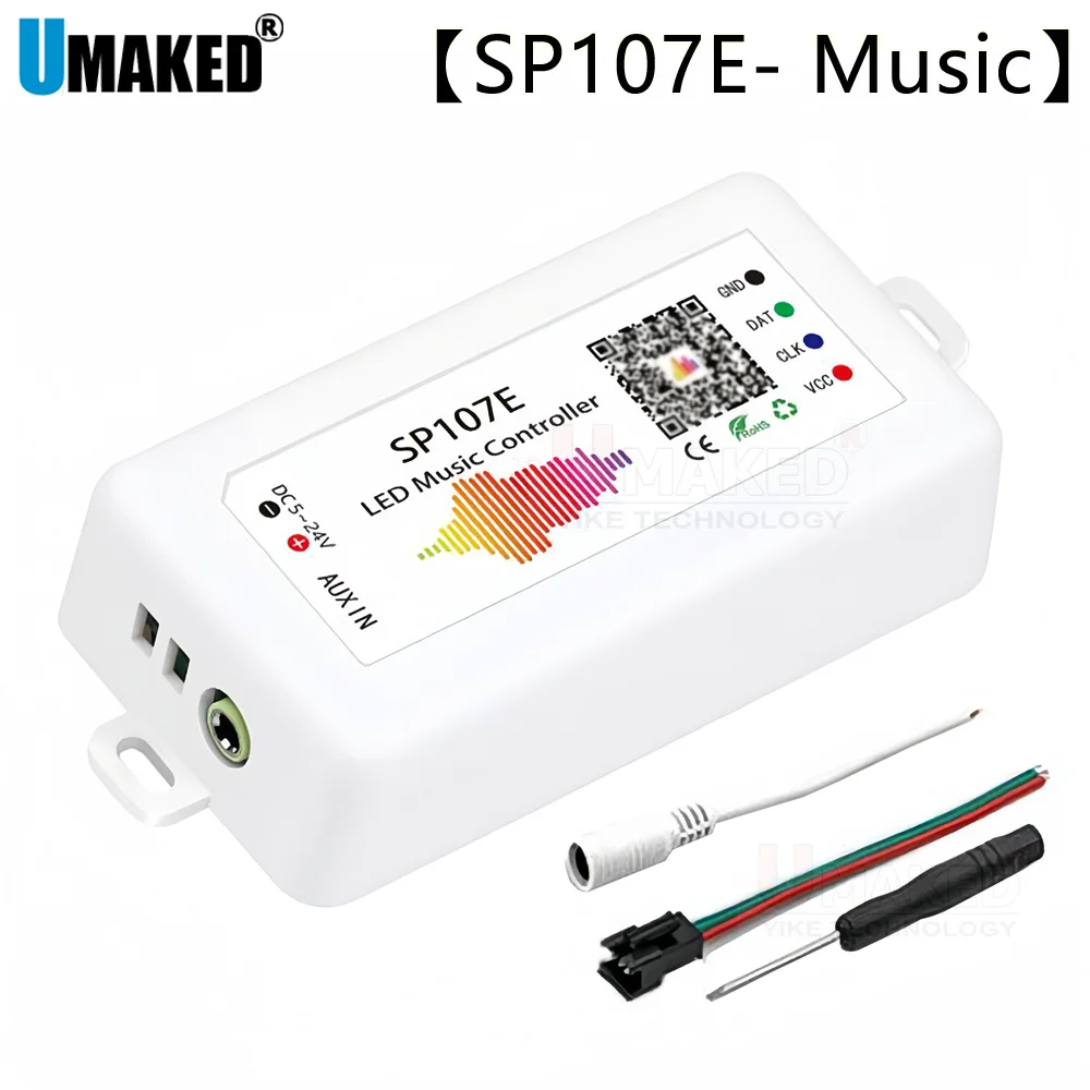 1pcs  SP107E 5-24V LED Music Controller With Wireless Bluetooth-compatible SPI Full Color Music Control By Phone APP For WS2812B