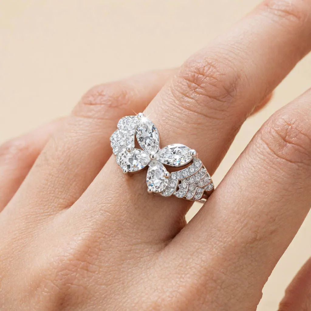 Szjinao Luxury Butterfly Ring Moissanite Diamond Solid 925 Sterling Silver Jewelry For Girls Gift Female With Certificate 2025