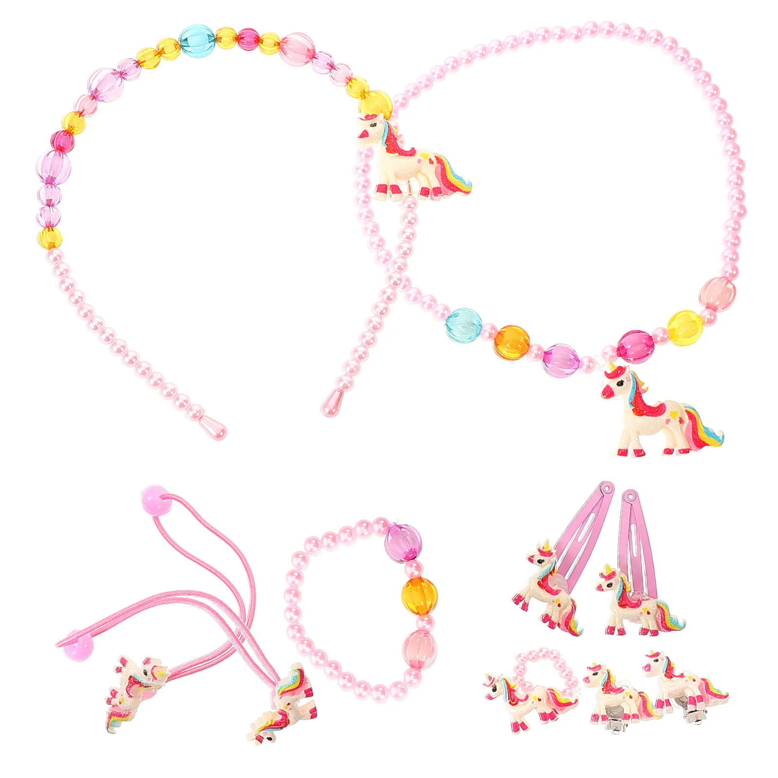 ชุดเครื่องประดับเด็ก 1 ชุด สร้อยคอ กำไล ต่างหู พลาสติก สำหรับเด็กผู้หญิงตัวเล็ก แฟชั่นสวยวิ้ง ของขวัญสำหรับเด็กผู้หญิง แต่งตัว