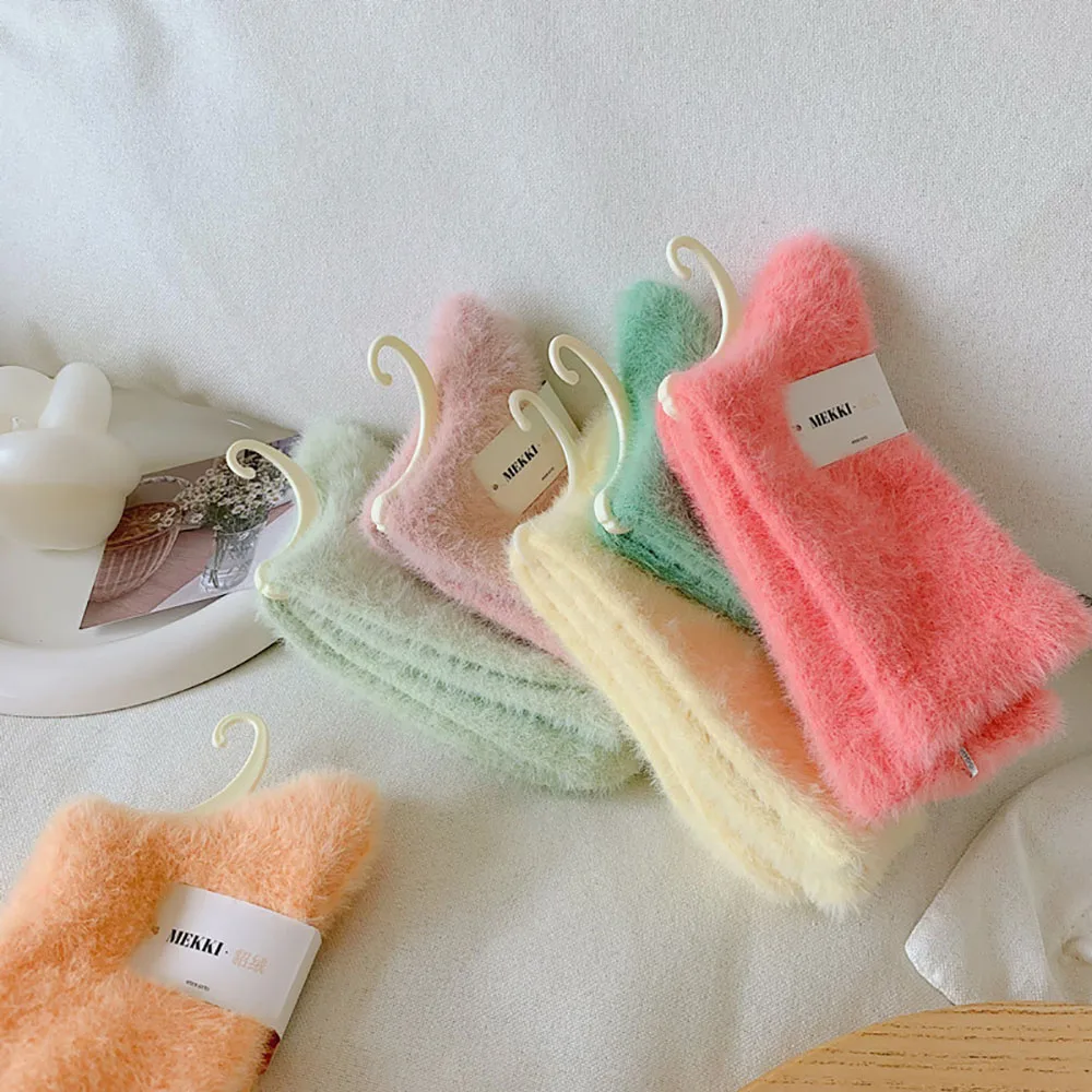 

Plush Socks Fluffy Fuzzy Mink Velvet Socks Thickened Soft Cute Comfortable Middle Tube Socks Warm Winter Floor Bed Sleep Socks