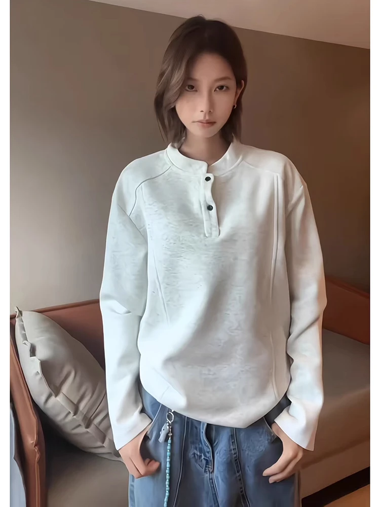 

Мужская футболка с воротником American Sle Long Sve Henry, модная внутренняя одежда, лоскутное деконструкция, основание с тяжелым воротником