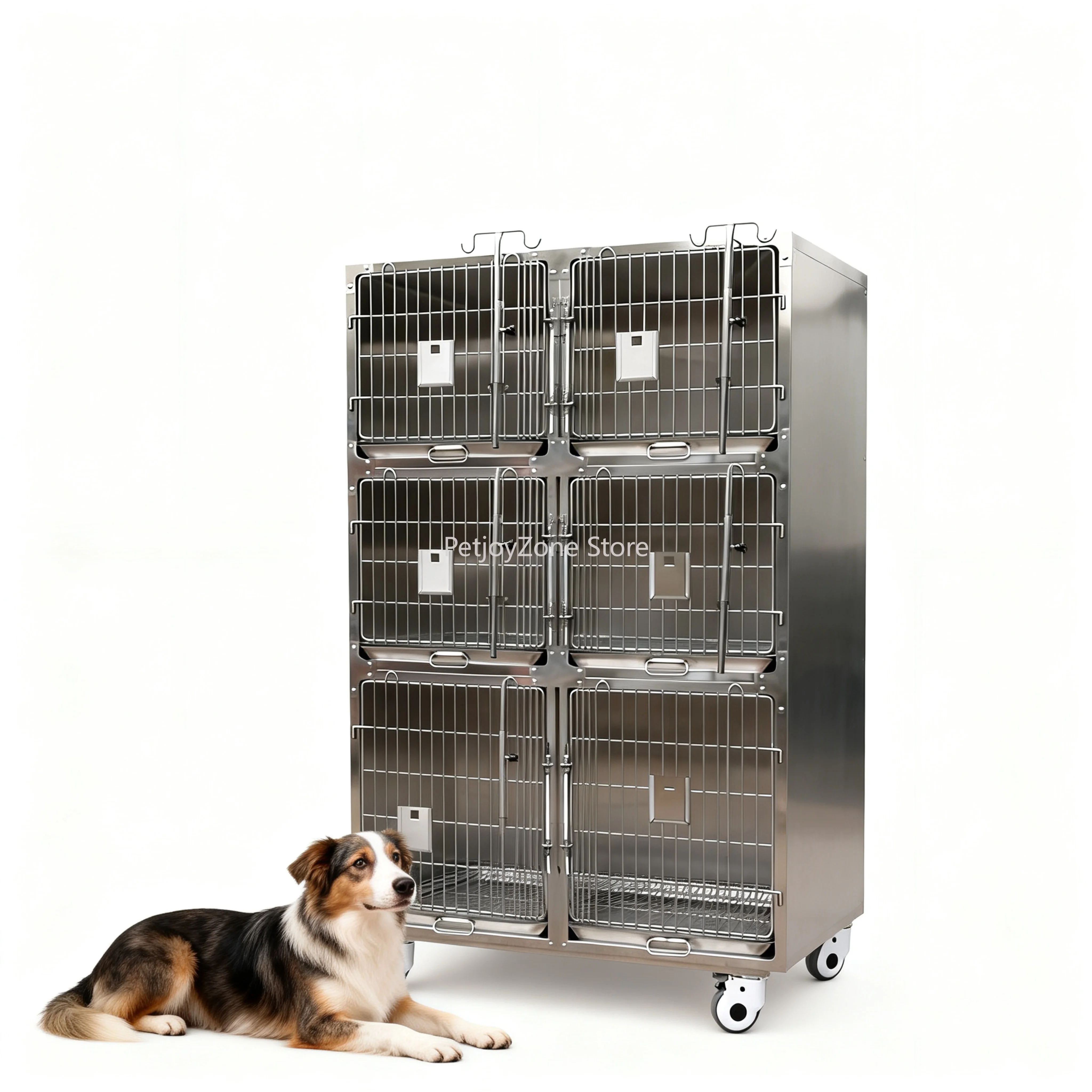 

Heavy Duty 4-Door Dog Cat Cage-304 Stainless Steel Modern Luxury Veterinary Vet Kennel Solid Pattern Anti-Slip Feet Eco-Friendly