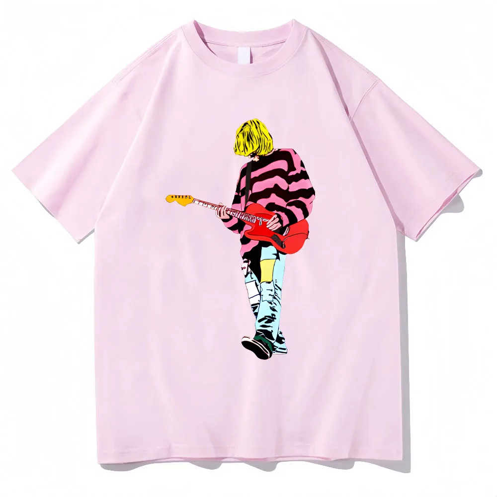 Kurt Cobain Tshirt Music Print Tees Men Women Summer Short Sleeve Tee-shirt Shirt Cotton Round Neck Shirts Male Hip Hop Clothes