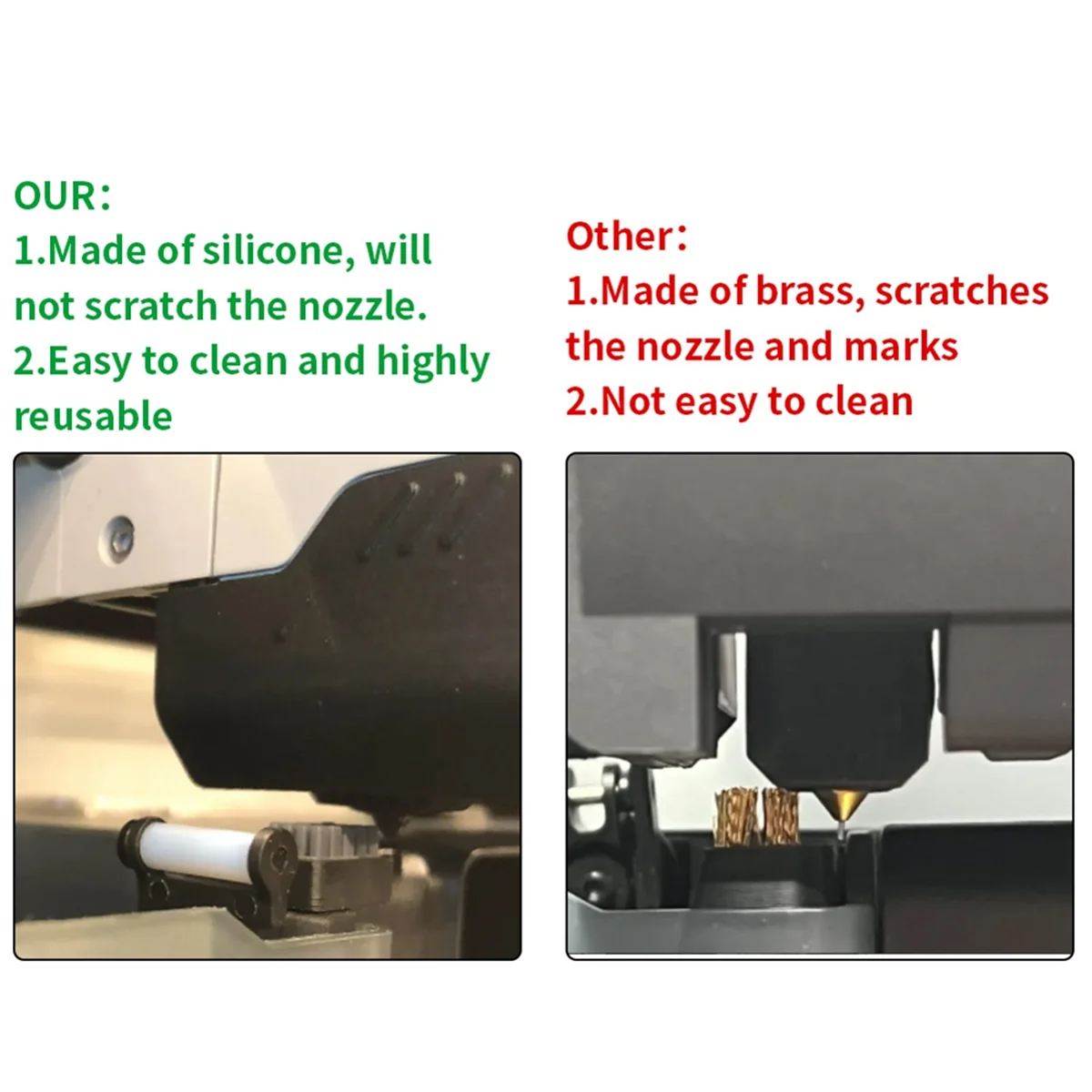 3Pcs Nozzle Brush for Bambu Lab A1 Wiper Silicone Brush Hotbed Mounted Scrubber for Bambulab A1 Cleaning Tool 3D Printer