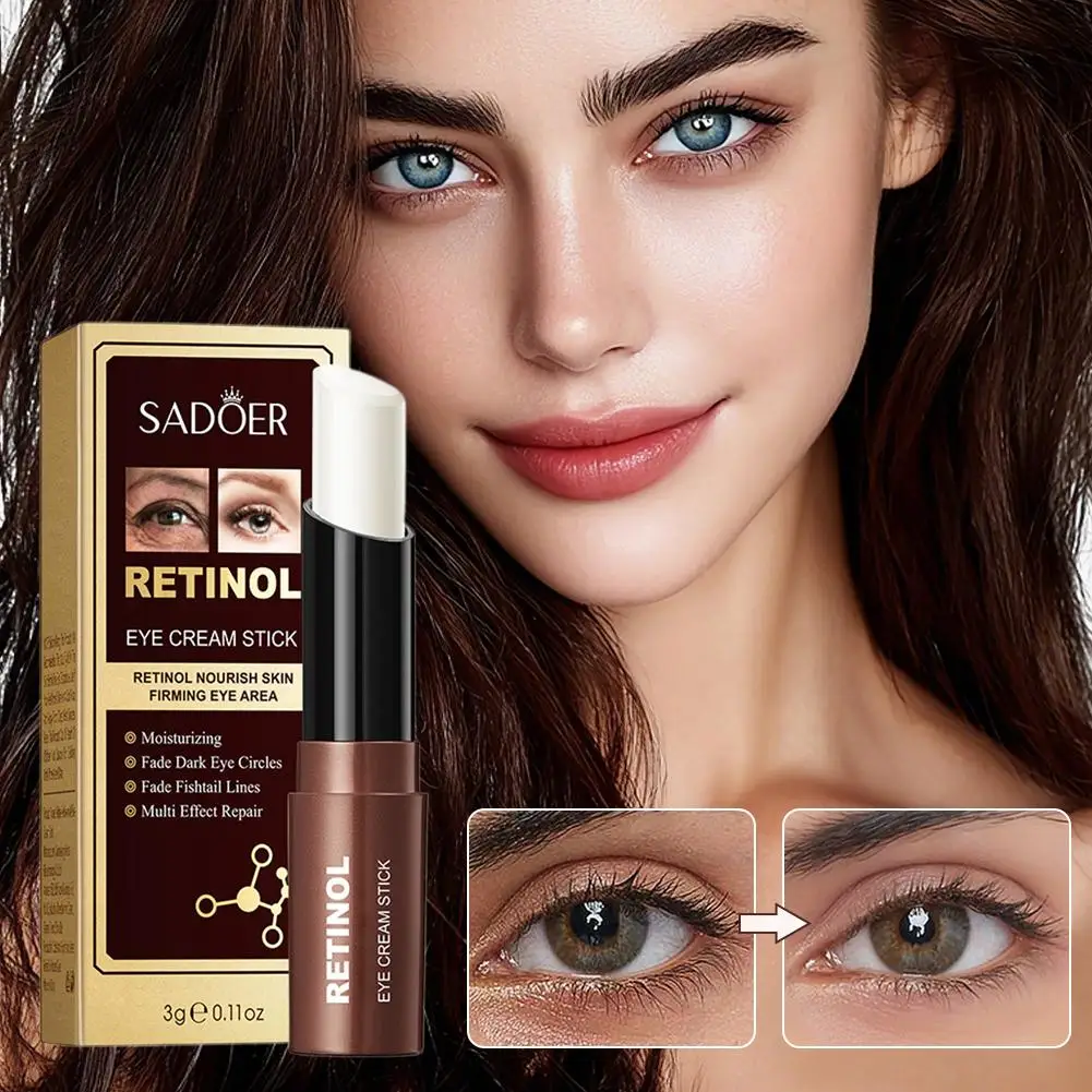 SADOER 1/2/3PCS Retinol Eye Cream Remove Dark Circles Eye Bags Puffiness Reduces Wrinkle Eye Serum Stick Eye Care