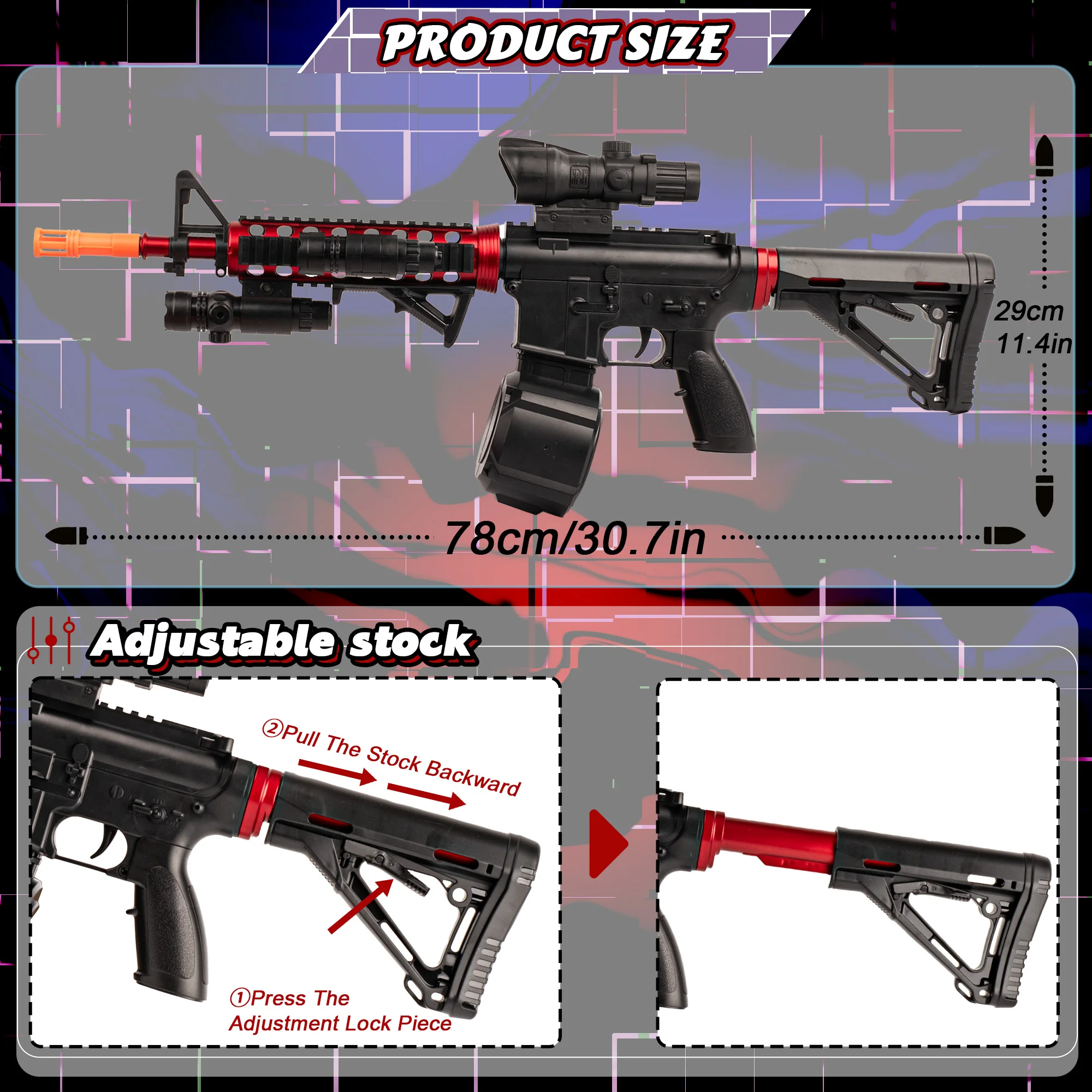 Pistole giocattolo elettriche, pistole giocattolo M418 esplosive in gel, lanciatori con palline d'acqua gel, modalità manuale-automatica a un pulsante, dotate di cannocchiali