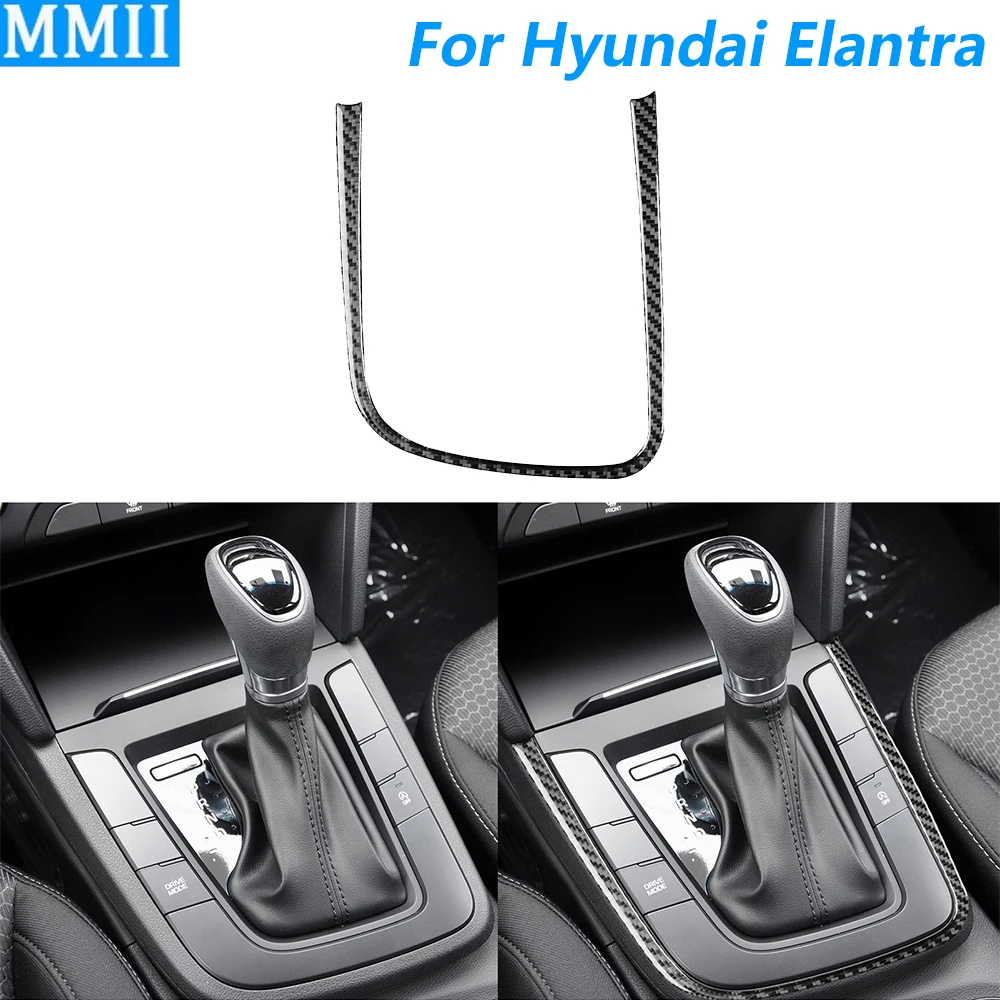 

For Hyundai Elantra PHEV 2017-2020 Carbon Fiber Central Control Gear Shift Frame Panel Decorative Strips Car Accessories Sticker