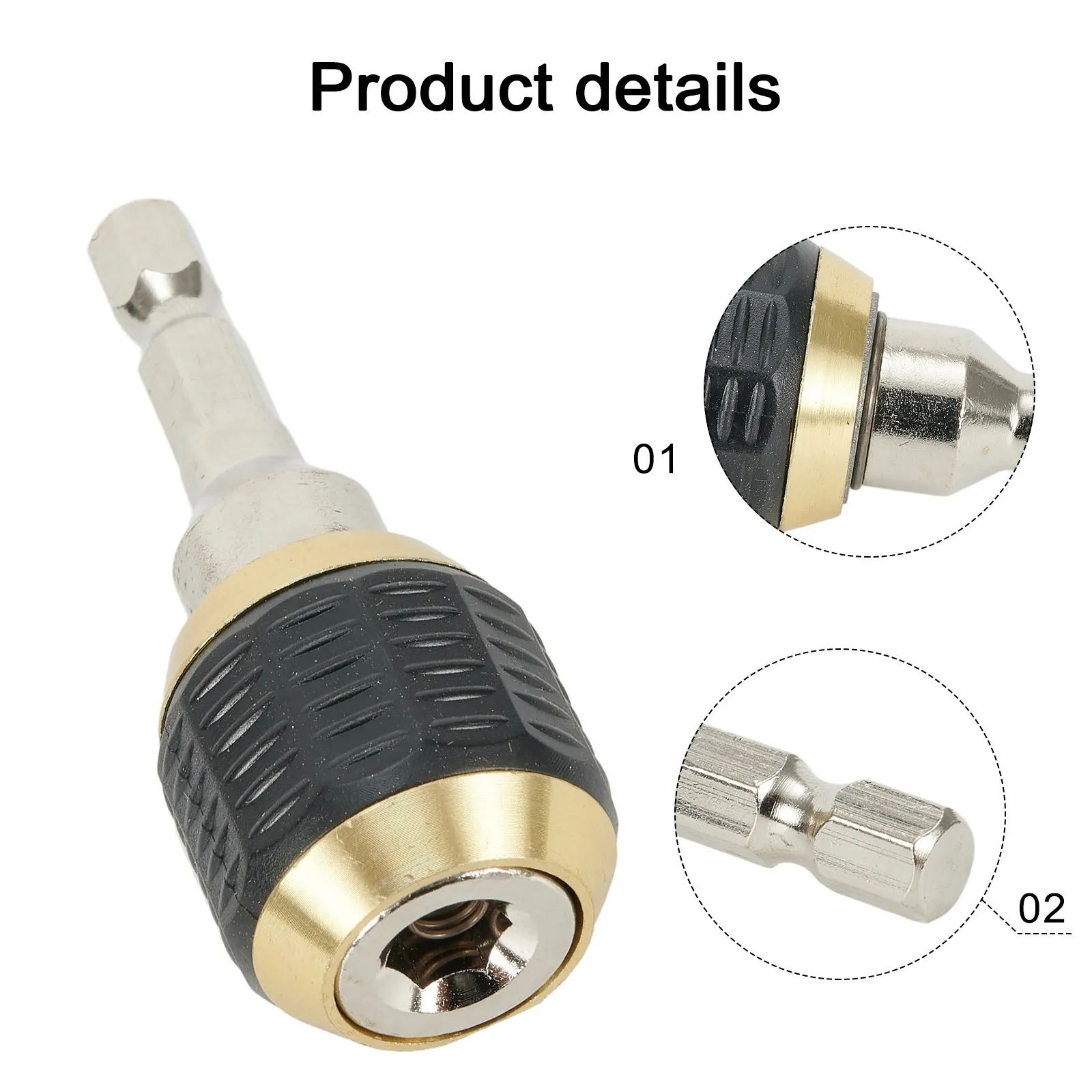 Heavy Duty Carbon Steel 60mm Drill Chuck Screwdriver with 1/4 Hex Shank Bit Quick Change Adapter for Durable Tool Use