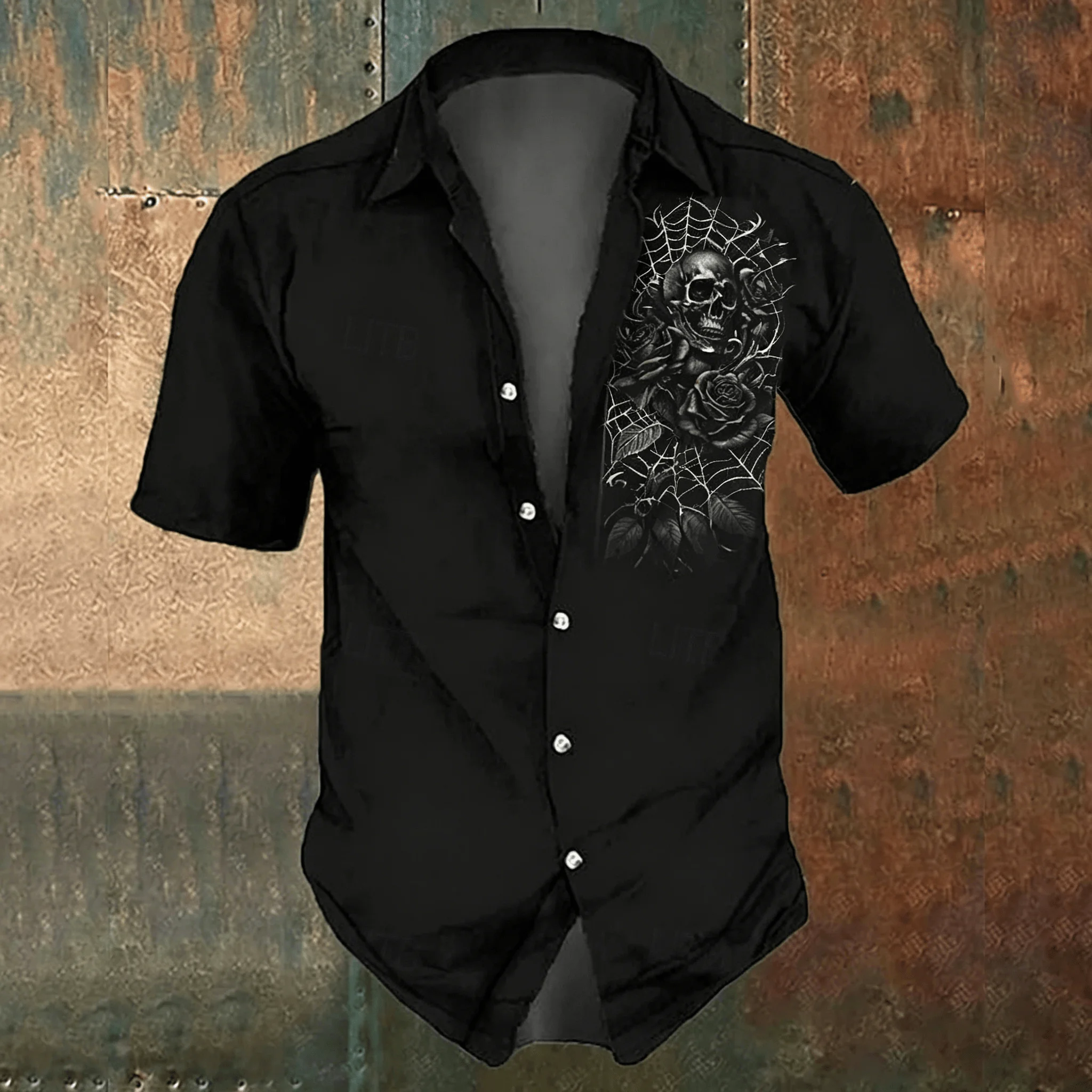 Men's Black Cross Print Casual - огляд і ціна Men'S Gothic Formal Wear