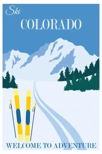 Ski Colorado USA Winter Travel Advert Vintage Retro Style Metal Sign