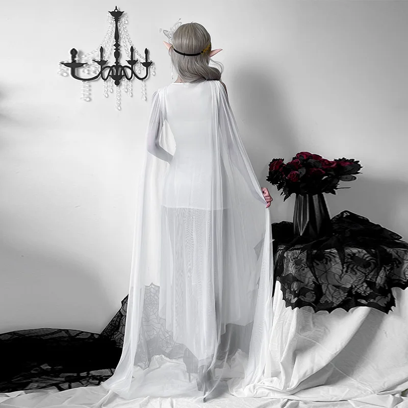 Adult Fairy Costume White Long Dr loween Cosplay Performance Outfit Godd Sle Women's Traditional Ethnic Stage Costume