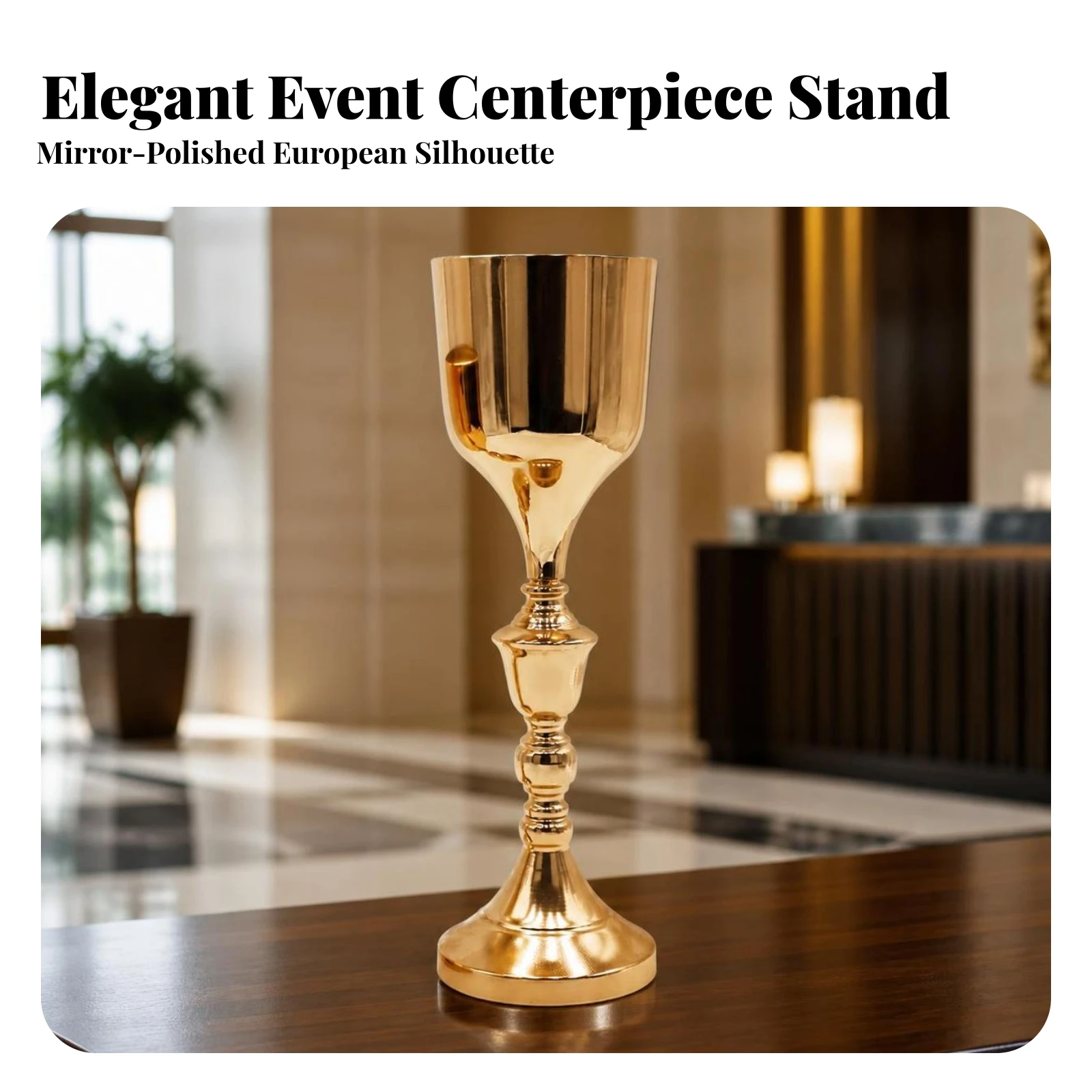 Iron Vase with Pedestal European-Style Goblet Vase Gold Electroplated Tall for Wedding Planners, Weddings, Hotel Tables