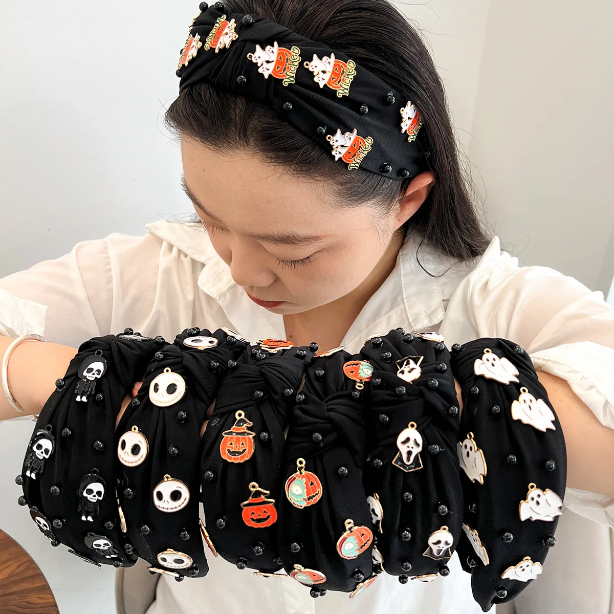 

Осень и зима, новинка, Хэллоуин, черный демон, призрак, темная повязка на голову, модные праздничные аксессуары для волос