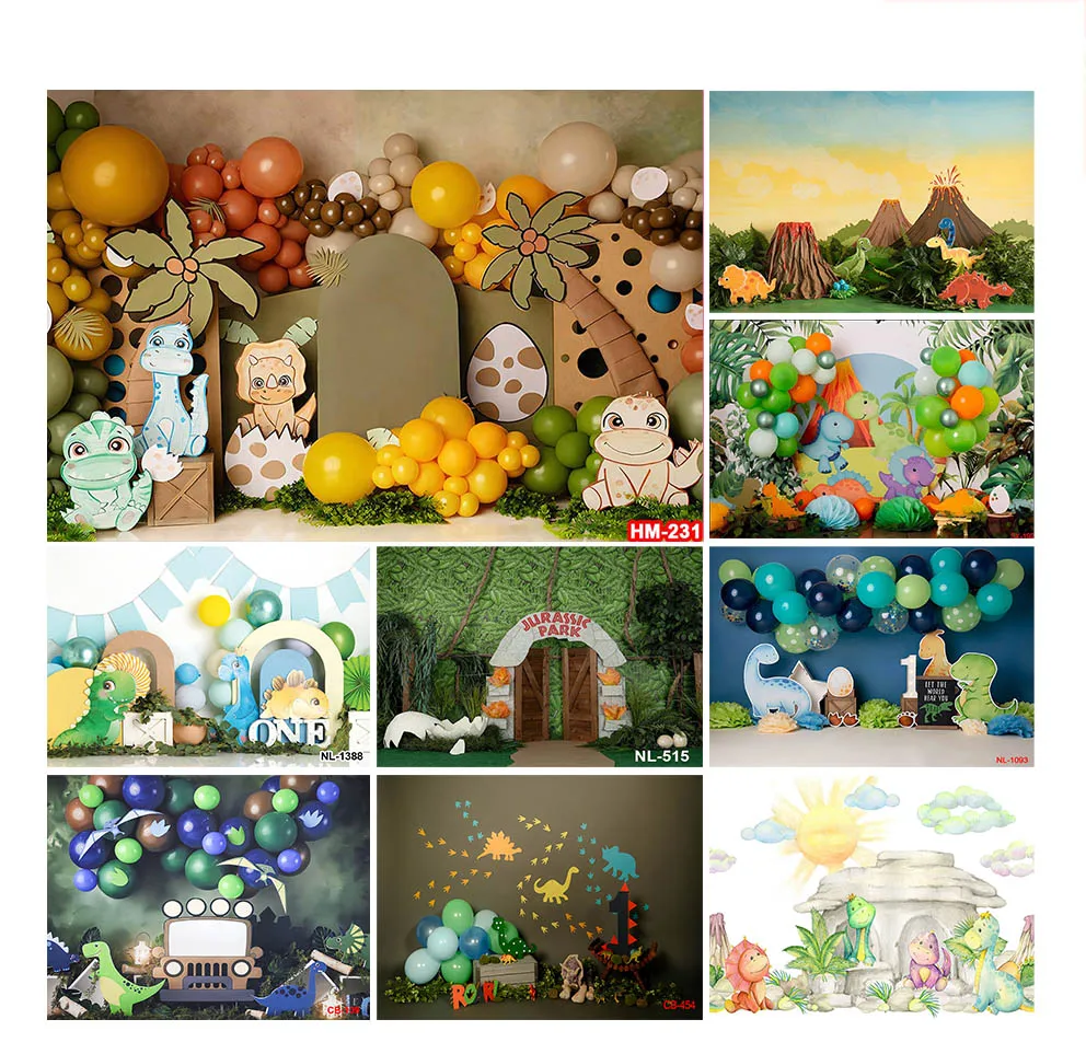 Dinosaur Jungle Safari Photo Background Child Birthday Cake Smash Photography Backdrops Forest Exploration Photo Studio Props