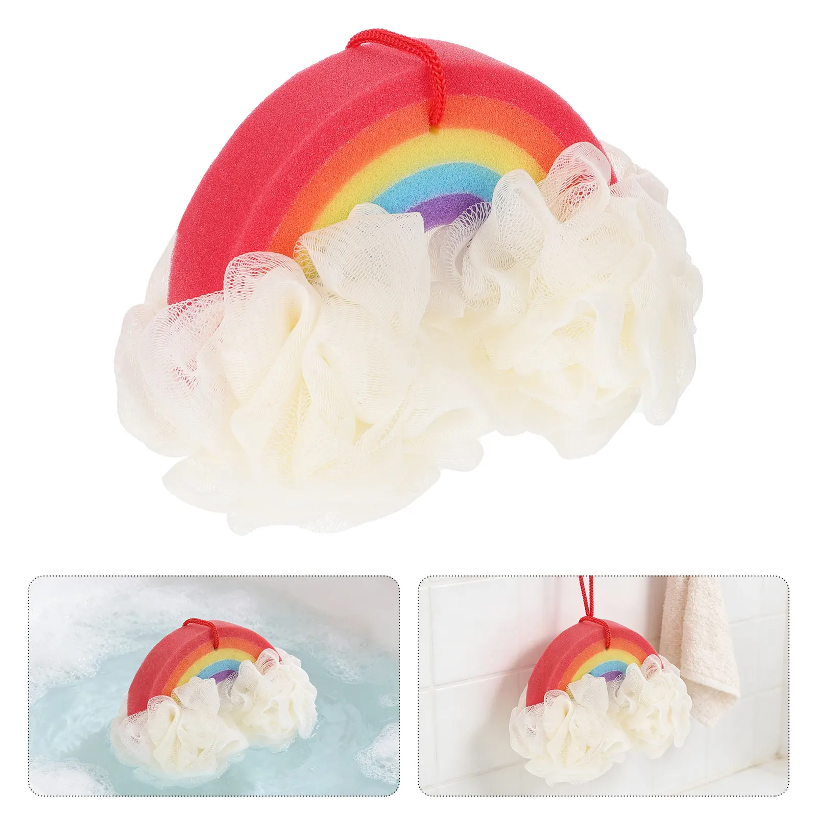 1 Unidade Esponja de Banho Arco-Íris Desenho Animado Macia Esfoliante para o Corpo Ferramenta Divertida para Banho Infantil Absorvente