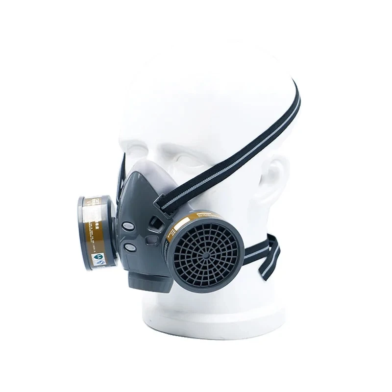 Imagem -02 - Half Face Respirator Dust Gás Mask Filtros Duplos Home Emergency Survival Safety Anti Fog Fábrica Indústria Máscaras de Proteção