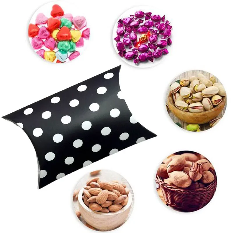 50 unids/pack caja de dulces cajas de regalo con forma de almohada de papel Kraft para embalar galletas Chocolate decoración para fiesta de boda favores