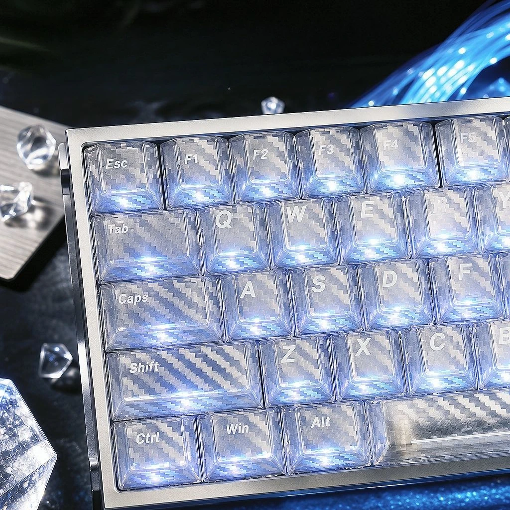 Woven Pattern Keycaps 119keys Transparent PC Backlit Front Print Cherry Profile for MX Mechanical Keyboard Gaming Custom Keycaps