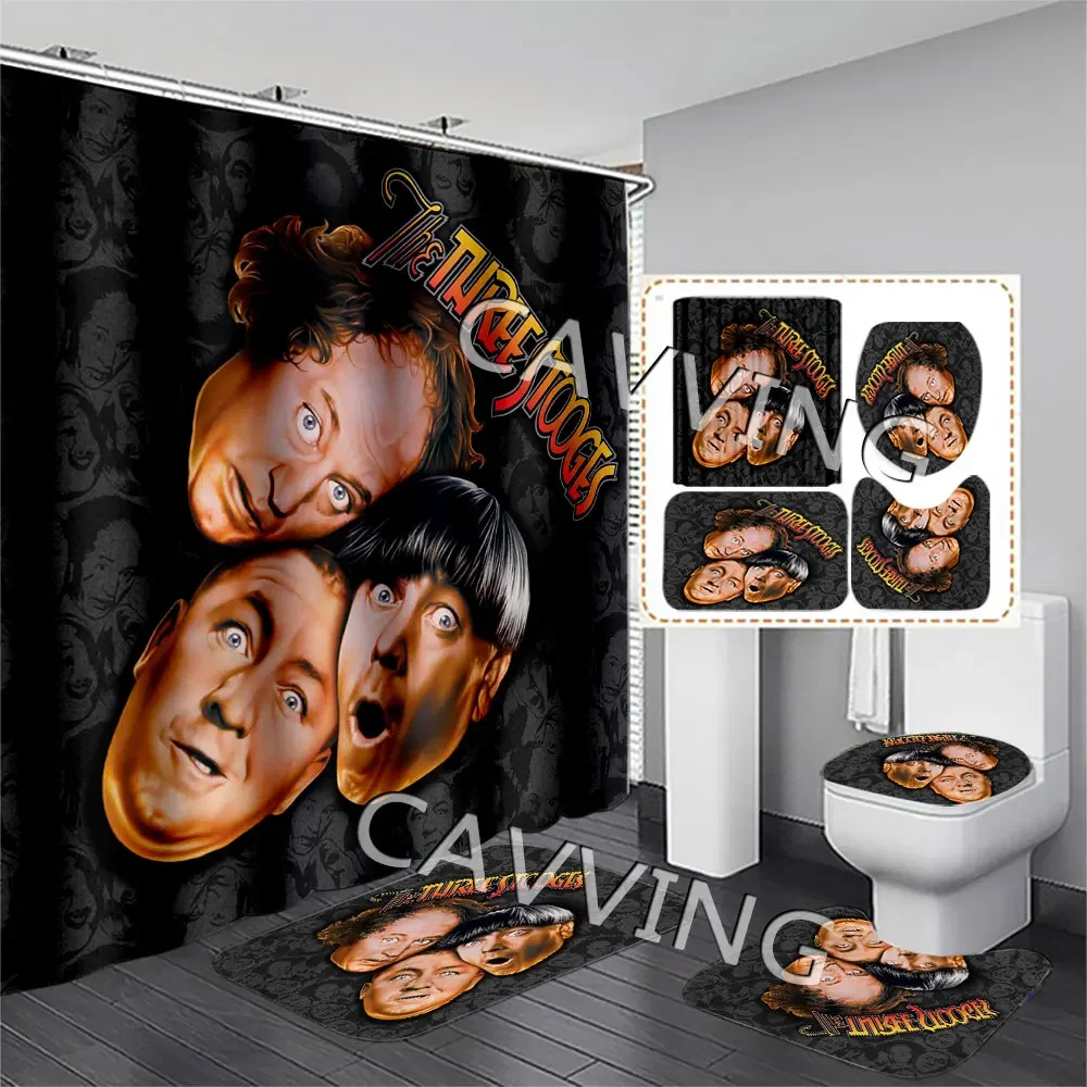 The Three Stooges  3D Print  Shower Curtain Waterproof Bathroom Curtain Anti-slip Bath Mat Set Toilet Rugs Mats Home Decor   C03