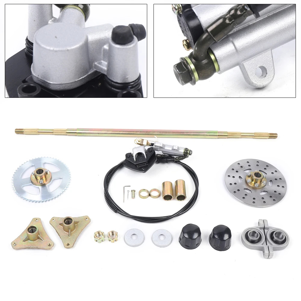 740mm Complete Rear Axle Kit for ATV/Go-Kart-Include Brake Master Cylinder & Pillow Block Bearing, Mini Quad Buggy Axle Assembly