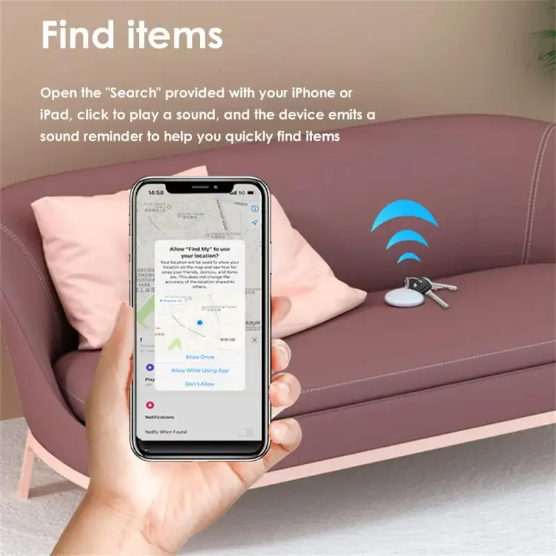 GPS Smart Air Tag Mini Bluetooth Tracker Child Pet Finder Key Anti-lost Security Alarm Tracker For Apple IOS System Find My App