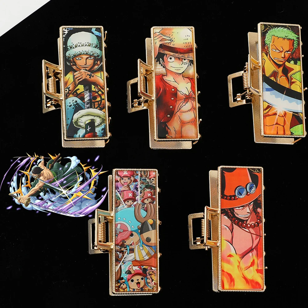 

Hot Anime ONE PIECE Metal Hair Clip Cartoon Monkey D. Luffy Roronoa Zoro Ace Water Law Hairpin Women Hair Accessories Toy Gift