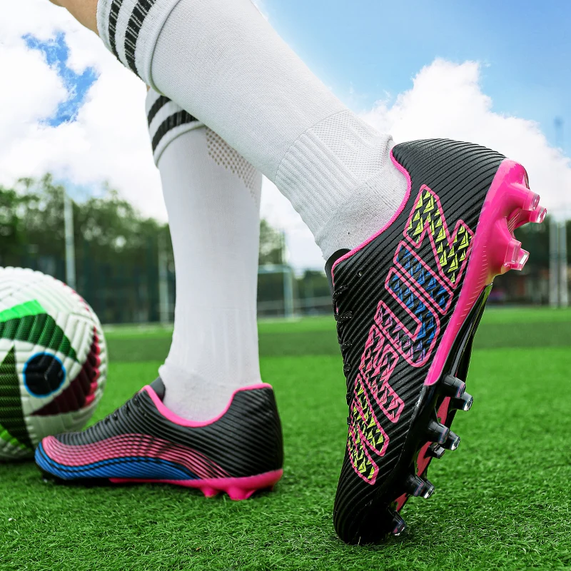

Новые мужские спортивные футбольные бутсы для тренировок для мальчиков, футбольные бутсы для улицы, для взрослых, с длинными шипами, нескользящие бутсы, дышащие, удобные
