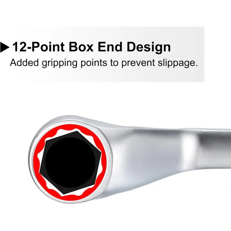 ประแจปลายกล่องคู่ออฟเซ็ต 2 ชิ้น 14 มม- x17 มม. ประแจกล่องชุบเหล็ก 12 จุดเมตริก