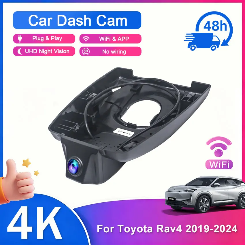 Dash Cam for cars 4K UHD For Toyota RAV4 20 Recording Front Rear Car Camera HD Night Vision Recorder Built in Wi-Fi APP Monitor