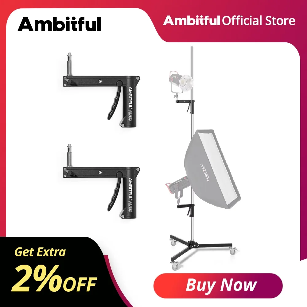 Support d'éclairage Ambitful AL250 avec poignée de type pistolet, 71cm-255cm, vis 1/4 et 3/8, avec roues, trépied pliable pour flash de studio, lumière LED, boîte à lumière