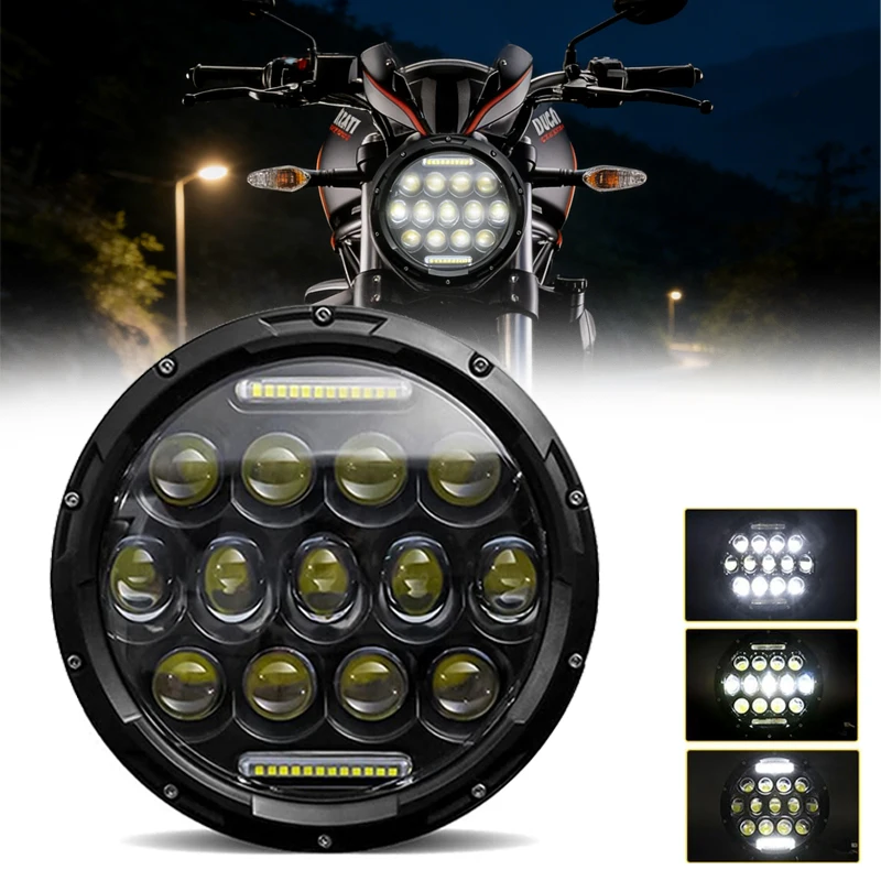 

7 Inch Motorcycle Round LED Lights Hi/Low Beam DRL Round Headlamp Waterproof For Jeep Wrangler JK TJ LJ Hummer H1 H2 Harley