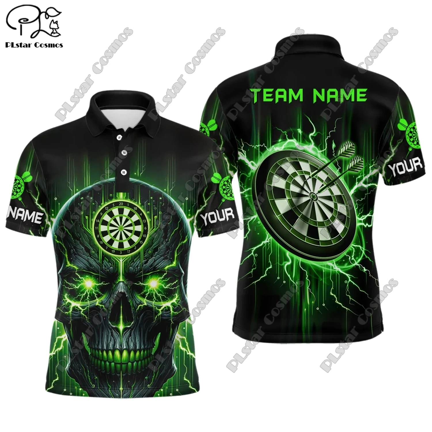 New Colorful Flame Throwing Darts Polo Shirt Customized Name Unisex 3D Printed Darts Club Polo Shirt F-8 image 6