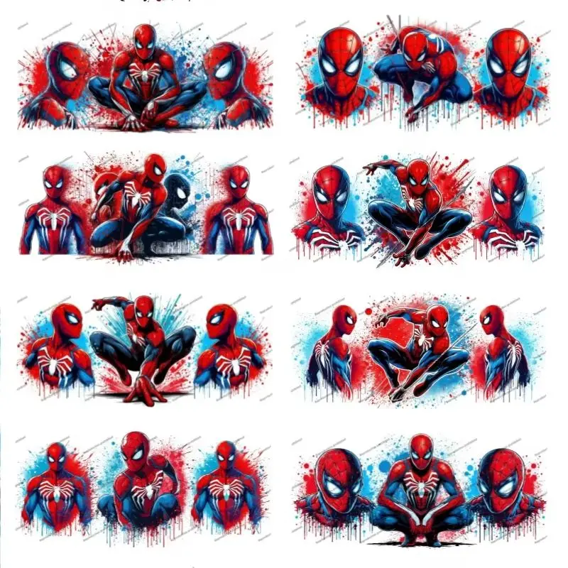 

New Spider Man series easy peel waterproof DIY Decals 3D transfers uvdtf stickers 16oz uv dtf cup wraps for Libbey Glasse