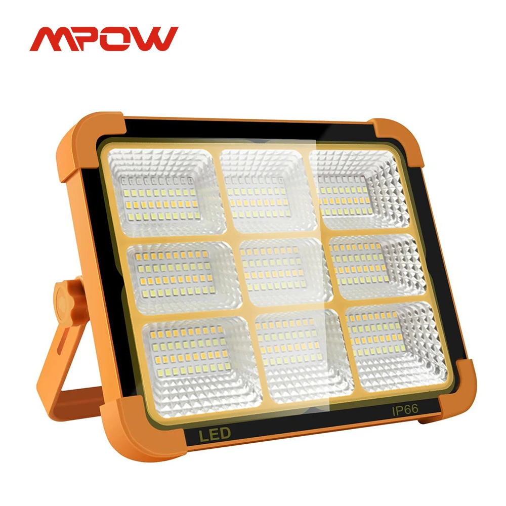 Mpow แบบพกพา LED ทํางานโคมไฟพลังงานแสงอาทิตย์ 1800W 20000LM 360LED IP66 Stepless ความสว่างชาร์จโคมไฟสําหรับฉุกเฉินซ่อมรถยนต์