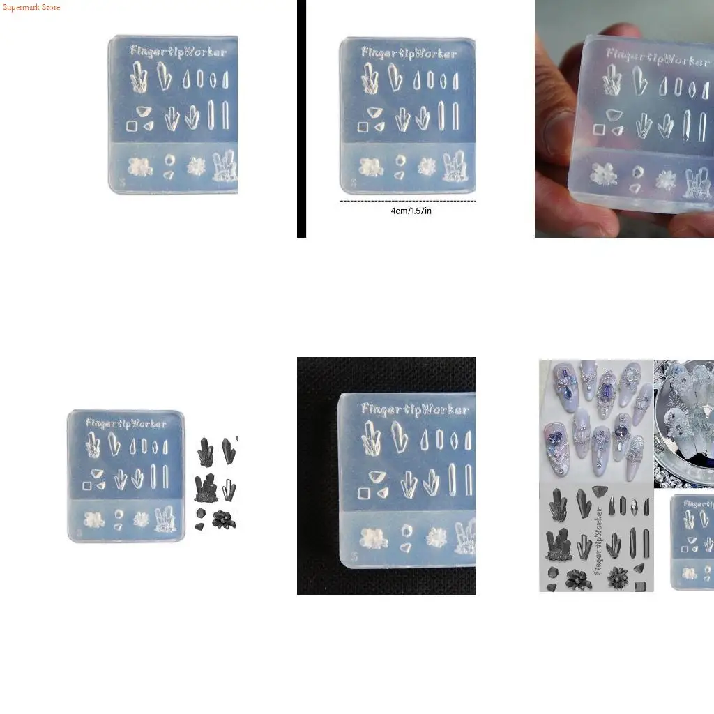 Q5WE Easy Release Silicone Stamp Mold Crystal Stone Shaped Manicure Patterns Mould Embossed Accessories Mold