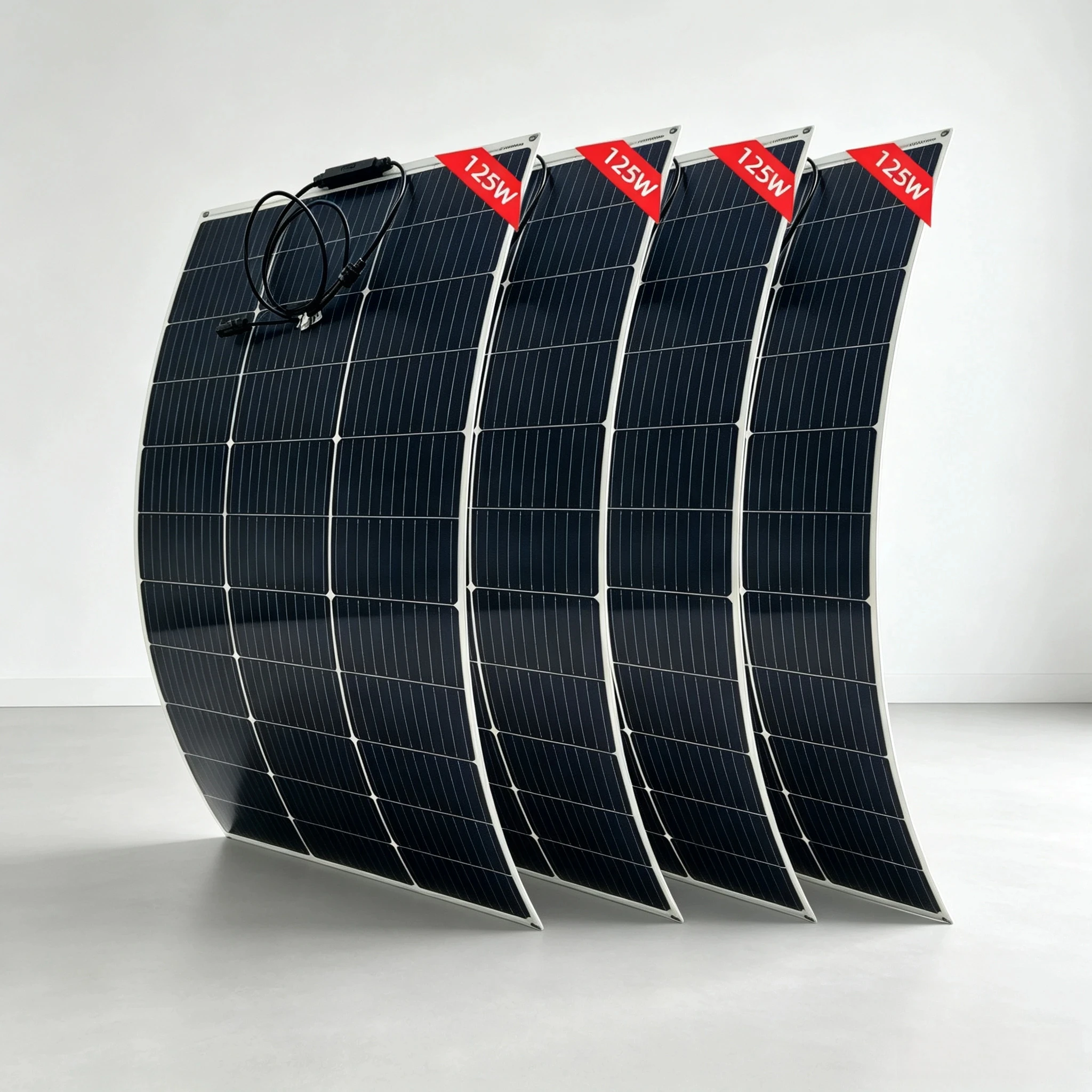 500 W (2 Stück à 125 W) flexibles Solarpanel, 18 V, hocheffiziente, tragbare PV-Module, wasserdicht, für Batterien, Wohnmobile, Boote, Camping, Reisemobile, Dächer.