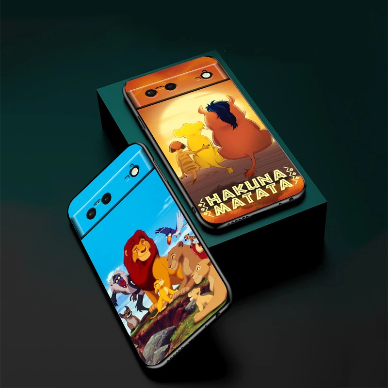 Disney Cartoon The Lion King For Google Pixel 9 8 7A 7 6A 6 5A 5 4 4A XL 5G Black Silicon Shockproof Shell Cover Phone Case