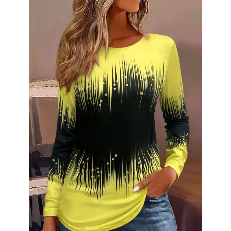 

Casual Versatile Fashion Trend High-Quality New Printed Women's Round Neck Long Sleeve Top