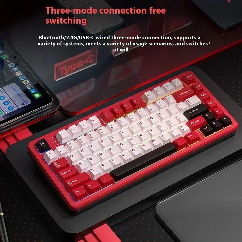 AULA Fire75 Mech Keyboards RGB Easy-swap Aluminium Alloy Triple-mode Personalized Gaming Keypad PC Esports Equipment Presents