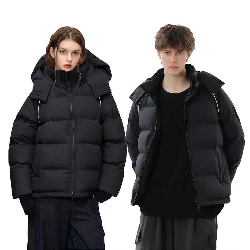 

Зимняя утепленная съемная шапка для пар, пальто с капюшоном, мужская повседневная свободная куртка, уличные ветрозащитные теплые куртки, модный трендовый топ