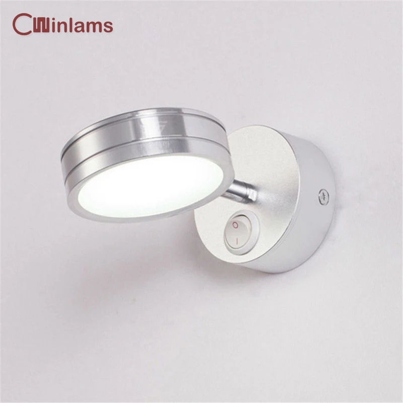 

5w Modern Led With Switch Direction Adjustable Sconce Bedside Bedroom Hotel Room Reading Wall Lamp Ac90v-260v