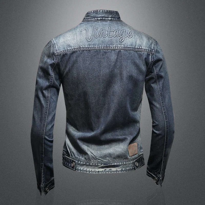 2023 Spring and Autumn trend denim coat high-quality casual boutique men\'s retro embossed craft corduroy denim coat jacket