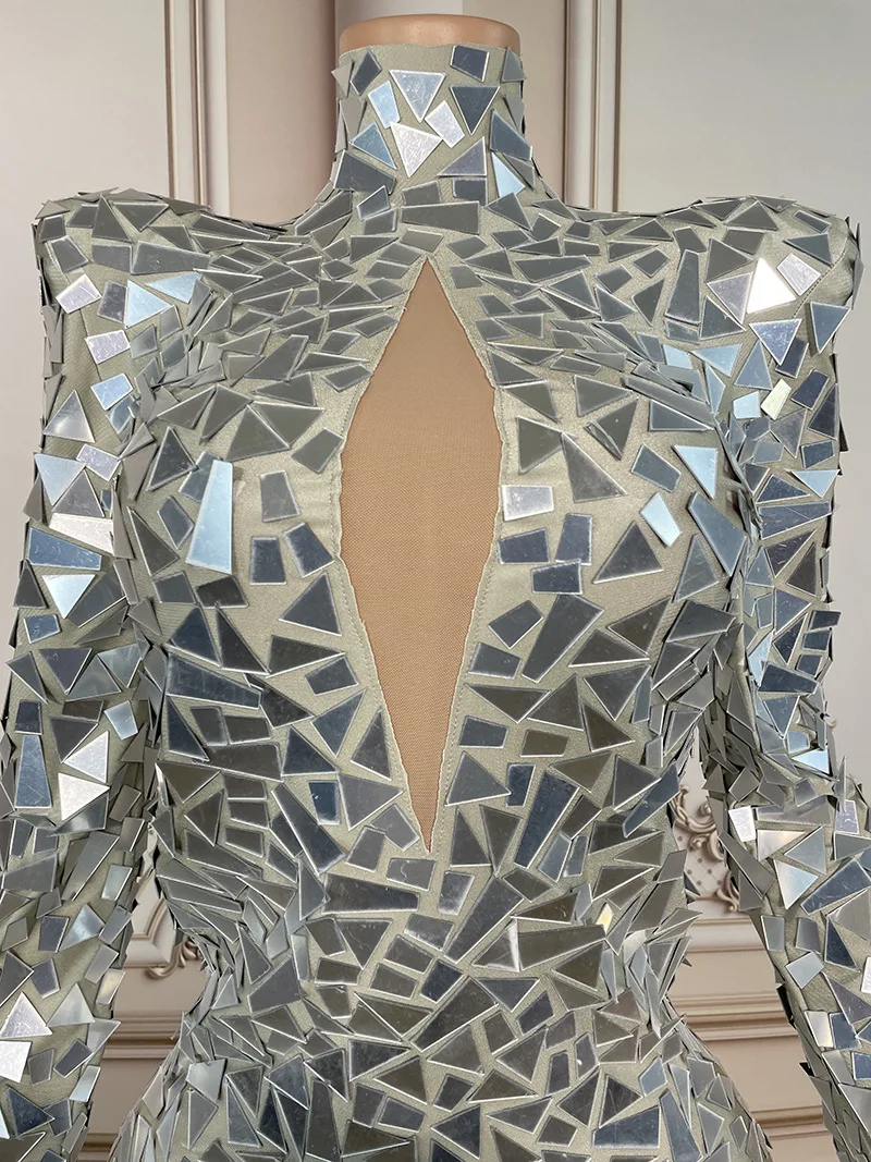 Specchio lungo compleanno abbigliamento donna specchio lucido paillettes cristallo abito da sposa da sera lungo slim fit pesce abiti da flamenca