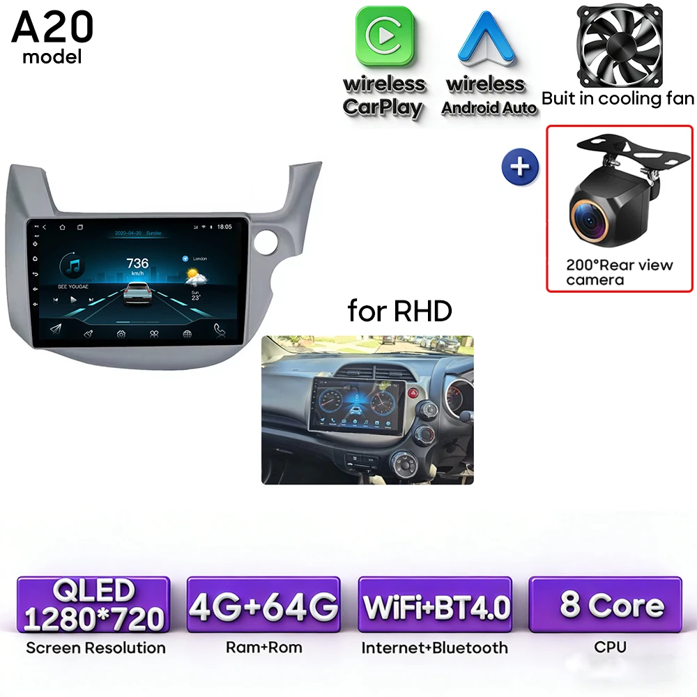 Android 16 For Honda Jazz 2 GG 2008 - 2014 Fit 2 GE GP GE 2007 - 2014 Car Radio Multimedia Video Player GPS Navigation CarPlay image 3