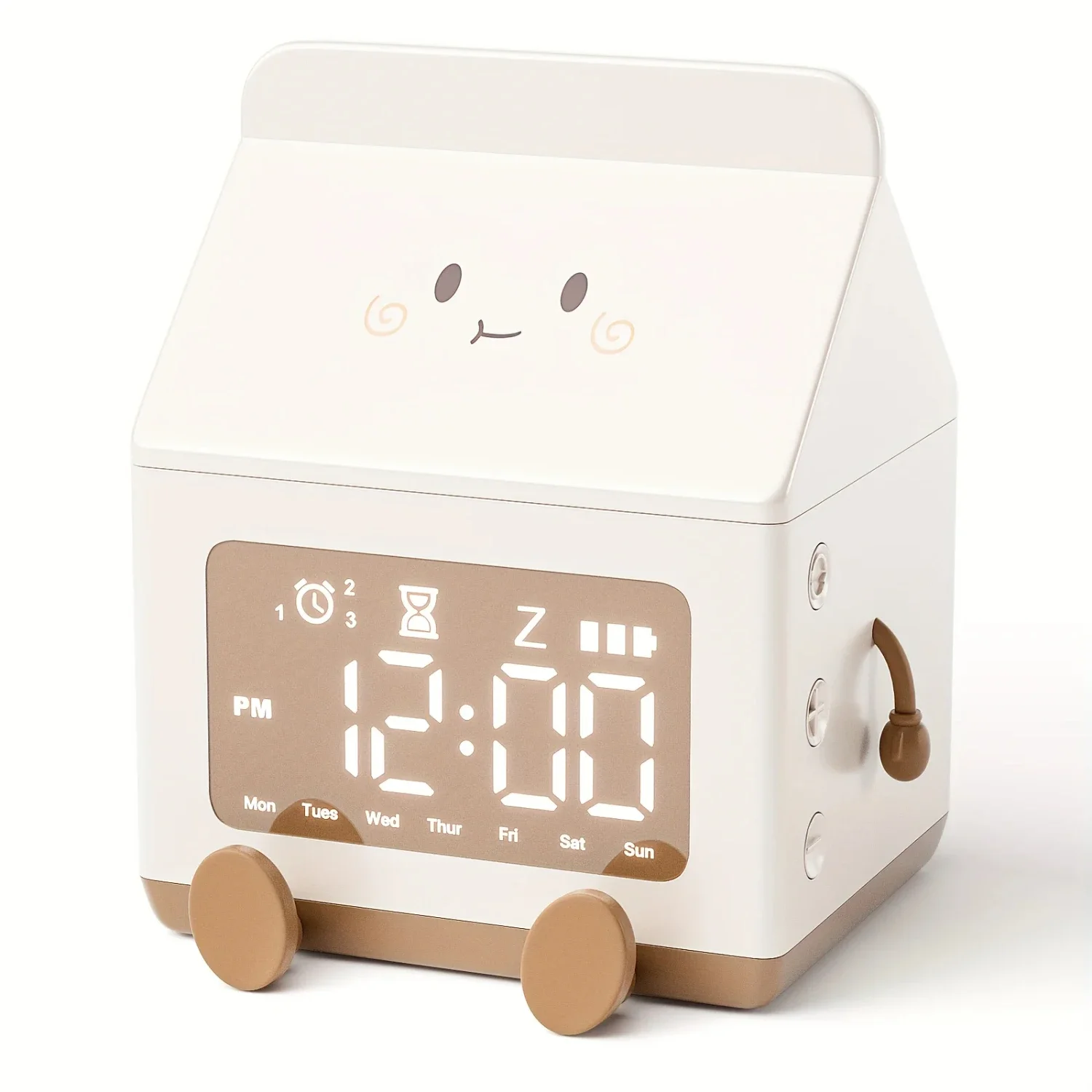 Mini Cute Creative Milk Box Electronic Bedroom Table Clock with Date Display and Countdown Feature