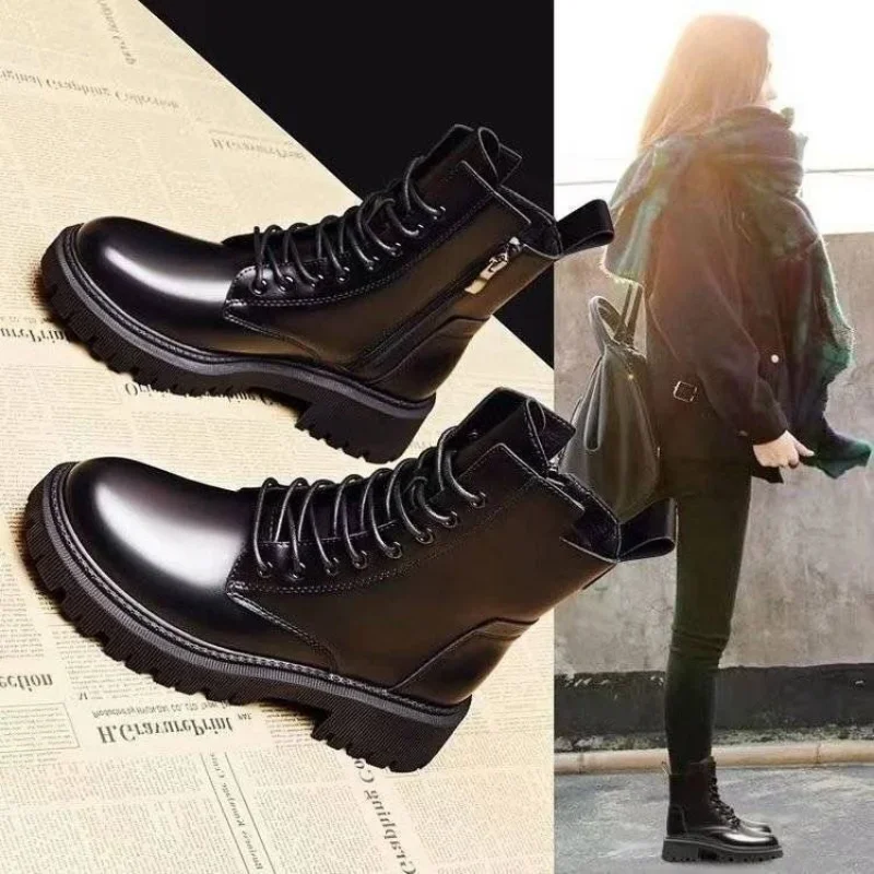 

Women Boots Fashion New Ankle Boots Lace-Up Shoes for Women Warm Platform Zipper Boots Soft Women Shoes Winter Boot Botas Mujer