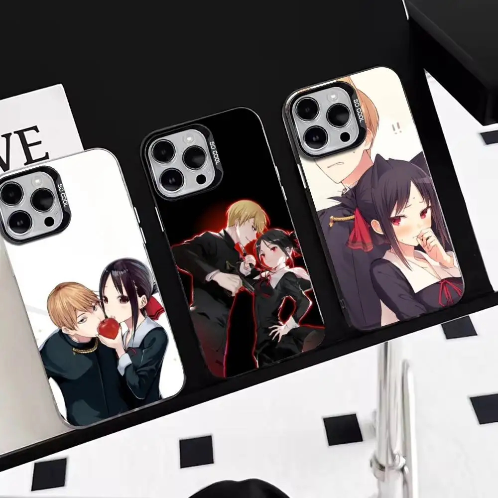 

Love is War-Kaguya Shinomiya- Miyuki Phone Case For iPhone 17,16,15,14,13,12,11 Plus,Pro Max,XS,Colorful Silver Black Cover