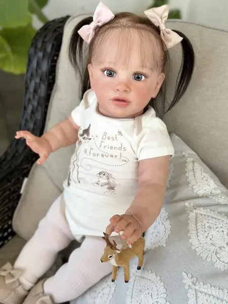 Customized Limited Supply 26inch Reborn Baby Pippa With Hand-Rooted Hair With Different Dress Finished Doll