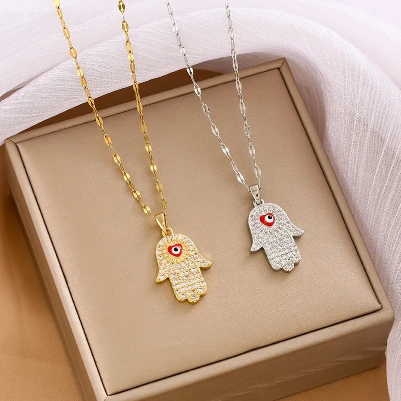 

Новое колье «Глаз дьявола» 2025 года, кулон с бриллиантовой пальмой, модное колье для одежды, ретро-колье