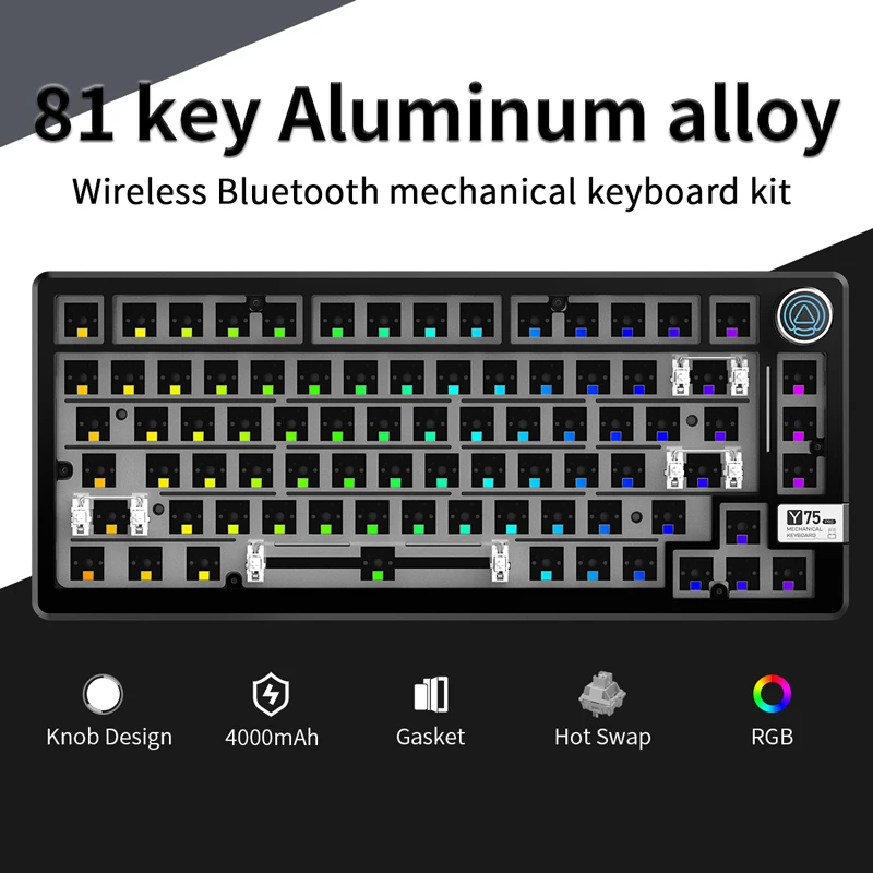 

Gaming Mechanical Keyboard Kit Bluetooth/Wireless/Wired Customized Aluminum alloy Keyboard kit with Knob Hot Swapping Gasket